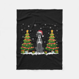 Xmas Tree Lights Great Dane Dog Weihnachtsmannmütz Fleecedecke