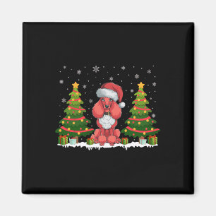 Xmas Tree Lights Poodle Dog Weihnachtsmannmütze We Magnet