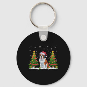 Xmas Tree Lights Saint Bernard Dog Weihnachten Schlüsselanhänger