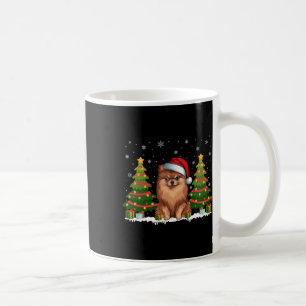 Xmas Tree Lights Spitz Dog Weihnachtsmannmütze Chr Kaffeetasse