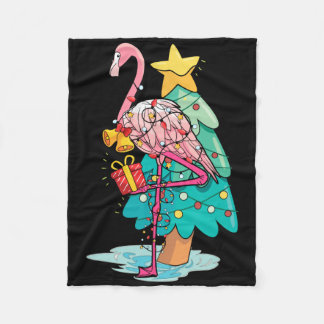 Xmas Tree Lights Tropical Flamingo Animal Christma Fleecedecke