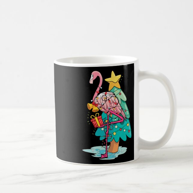 Xmas Tree Lights Tropical Flamingo Animal Christma Kaffeetasse (Rechts)