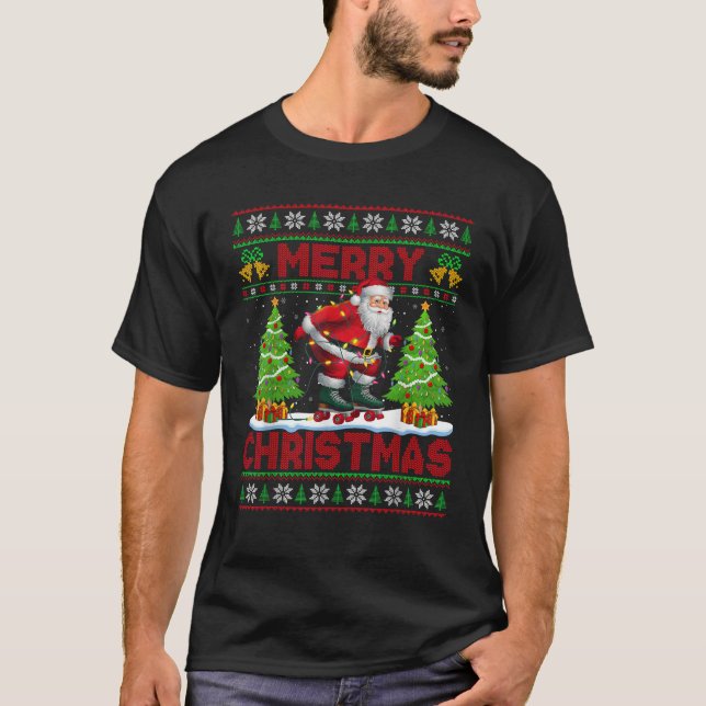 Xmas Tree Lights Ugly Style Santa Roller Skaten C T-Shirt (Vorderseite)