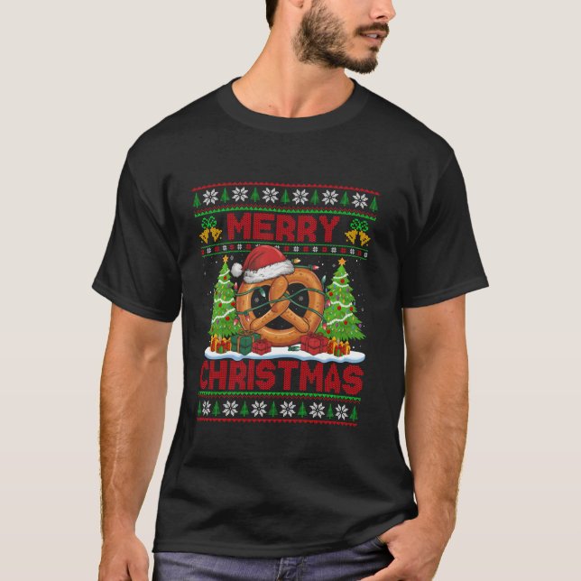 Xmas Tree Lights Ugly Style Weihnachtsmannmütze Br T-Shirt (Vorderseite)