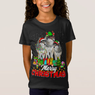 Xmas Tree Lights Weihnachts Pajama Wolf Animals Lo T-Shirt
