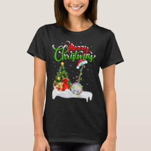 Xmas Tree Lights Weihnachtsmannmütze Musical Banjo T-Shirt