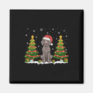 Xmas Tree Lights Weimaraner Dog Weihnachtsmannmütz Magnet