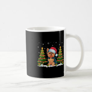 Xmas Tree Lights Yorkie Dog Weihnachtsmannmütze We Kaffeetasse