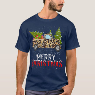 Xmas Tree Matching Leopard Kariert Santa Red Truck T-Shirt