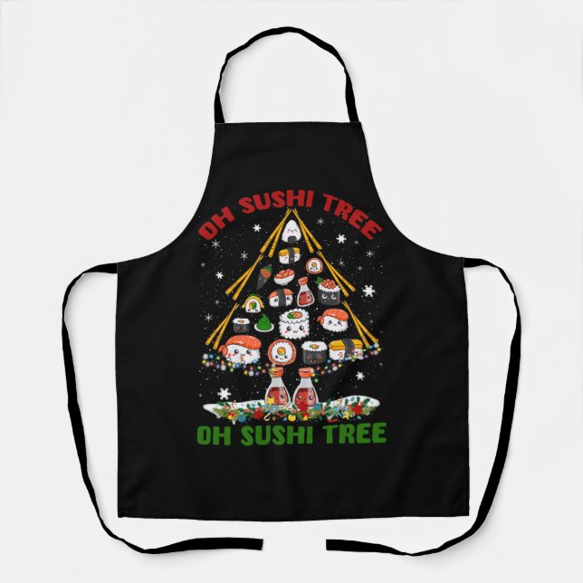 Xmas Tree Oh Sushi Weihnachtsbaum Japanisches Esse Schürze (Vorderseite)