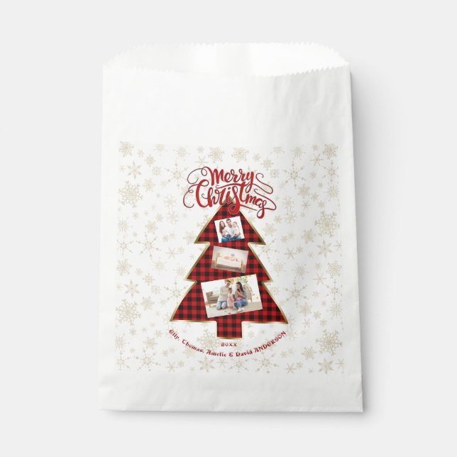 Xmas Tree Red Buffalo Gold Foto Frohe Weihnachten Geschenktütchen (Vorderseite)