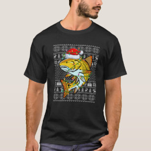 Xmas Tree Redfish Lover Weihnachtsmannmütze Ugly  T-Shirt