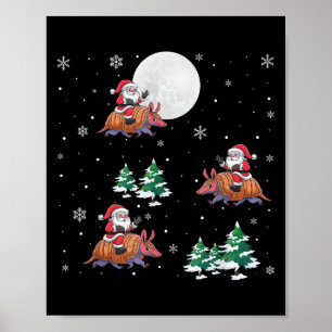 Xmas Tree Santa Riding Armadillo Poster