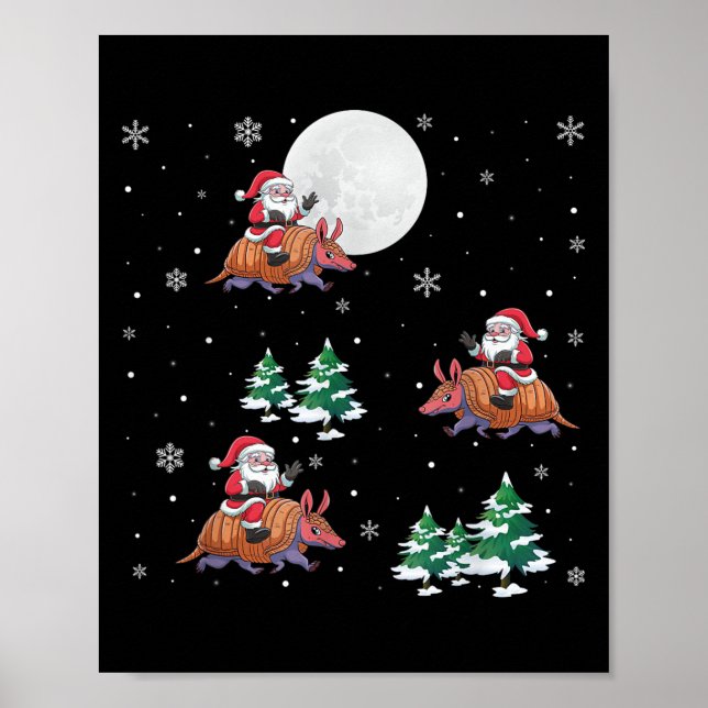 Xmas Tree Santa Riding Armadillo Poster (Vorne)