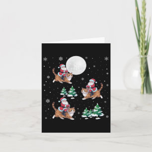 Xmas Tree Santa Riding Ragdoll Katze Weihnachten Karte