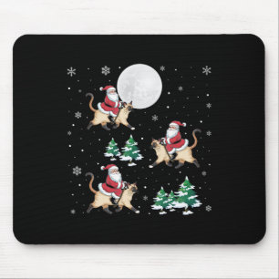 Xmas Tree Santa Riding Siam Katze Weihnachten Mousepad