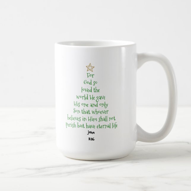 Xmas Tree Scripture Verse (John 3:16) Kaffeetasse (Rechts)