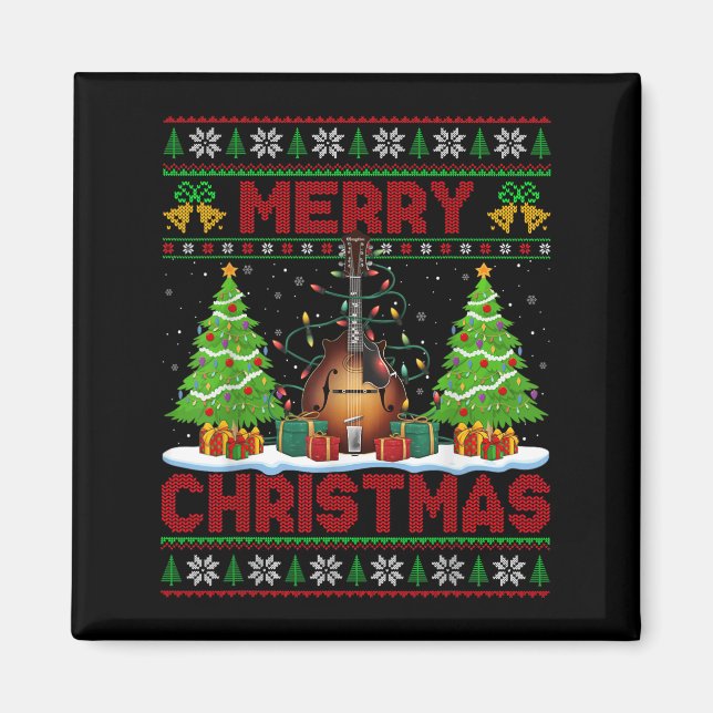 Xmas Tree Ugly Style Santa Musical Mandolin Christ Magnet (Vorne)