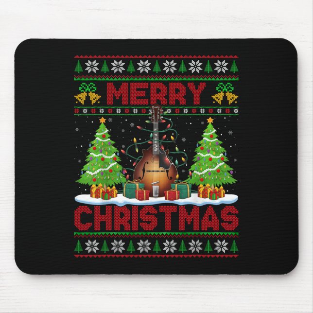 Xmas Tree Ugly Style Santa Musical Mandolin Christ Mousepad (Vorne)