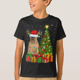 Xmas Tree Weihnachtsmannmütze Brussels Griffon Dog T-Shirt