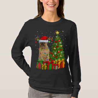 Xmas Tree Weihnachtsmannmütze Brussels Griffon Dog T-Shirt
