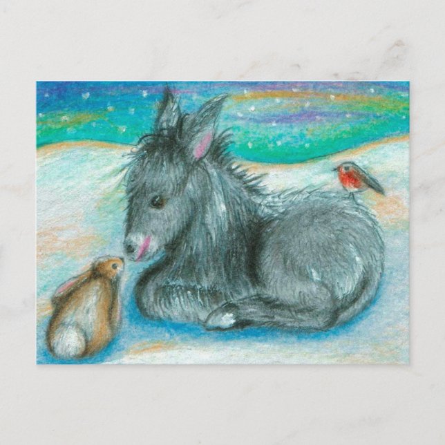 Xmas Trio im Schnee Feiertagspostkarte (Vorderseite)