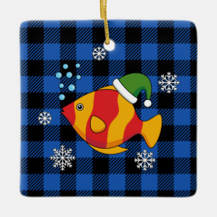 Xmas Tropischer Cartoon auf Blue Buffalo Muster Keramikornament