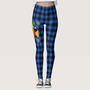 Xmas Tropischer Cartoon auf Blue Buffalo Muster Leggings