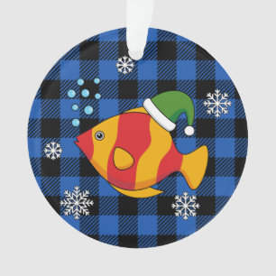 Xmas Tropischer Cartoon auf Blue Buffalo Muster Ornament
