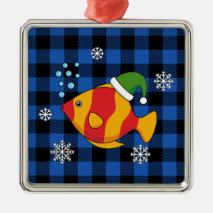 Xmas Tropischer Cartoon auf Blue Buffalo Muster Ornament Aus Metall