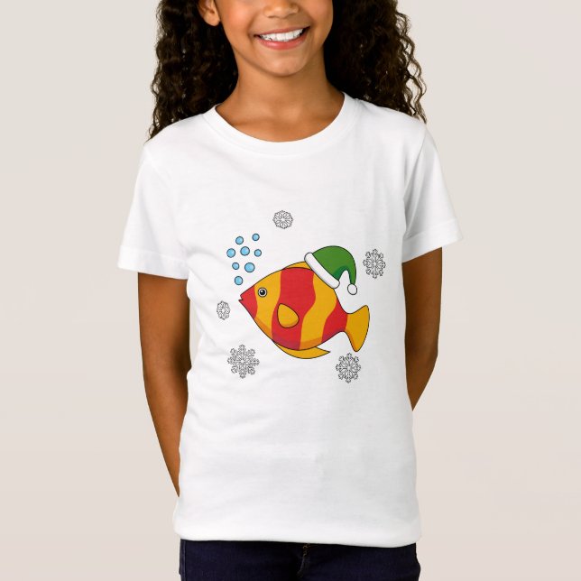 Xmas Tropischer Cartoon auf Blue Buffalo Muster T-Shirt (Vorderseite)
