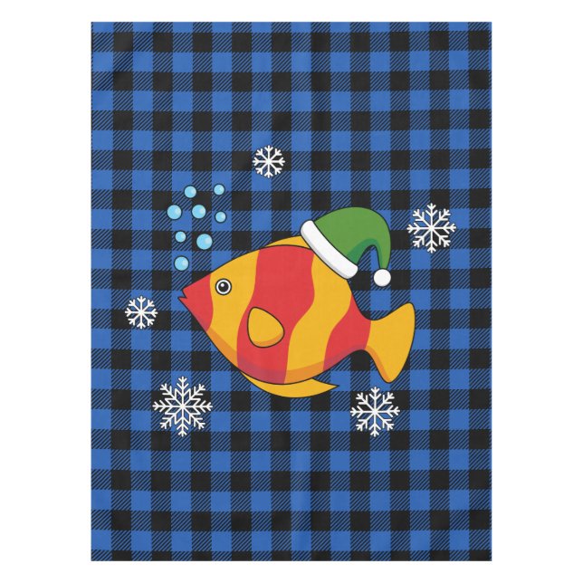 Xmas Tropischer Cartoon auf Blue Buffalo Muster Tischdecke (Vorderseite)