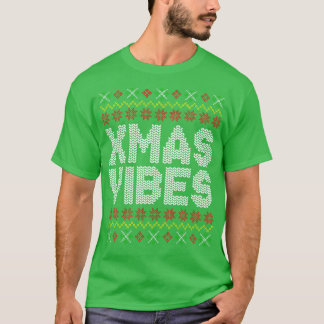Xmas Vibes Ugly Christmas Sweater Pattern T-Shirt