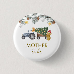 X'mas-Weihnachtsbaum-Traktor-Bär-Mutter-Kind-Party Button