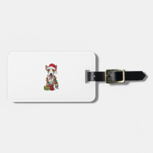 Xmas Weihnachtsmannmütze Licht Miniatur Bull Terri Gepäckanhänger