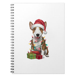 Xmas Weihnachtsmannmütze Licht Miniatur Bull Terri Notizblock
