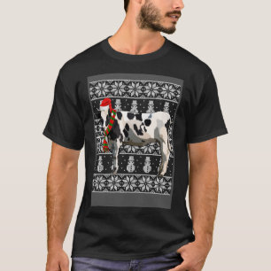 Xmas Weihnachtsmannmütze Schwarz-weiße Kuhfarm Ugl T-Shirt