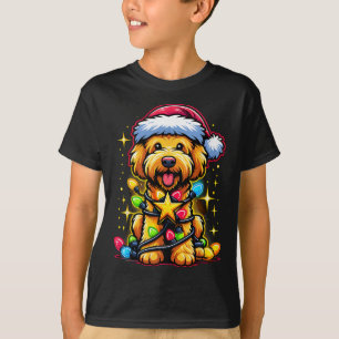 Xmas Whoodle Hund in verhedderten Weihnachtslichte T-Shirt