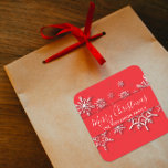 Xmas Winter Origami Snowflakes on A Red Paper Cut Quadratischer Aufkleber<br><div class="desc">Personalized Christmas sticker design featuring stylized white snowflakes on a red paper cut out background. The text is fully customizable.</div>
