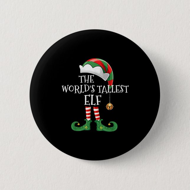 Xmas World's Tallest Elf Matching Family Group Chr Button (Vorderseite)