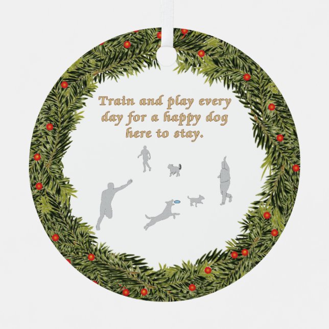 XMas Wreath Train and Play Ornament Aus Metall (Vorderseite)