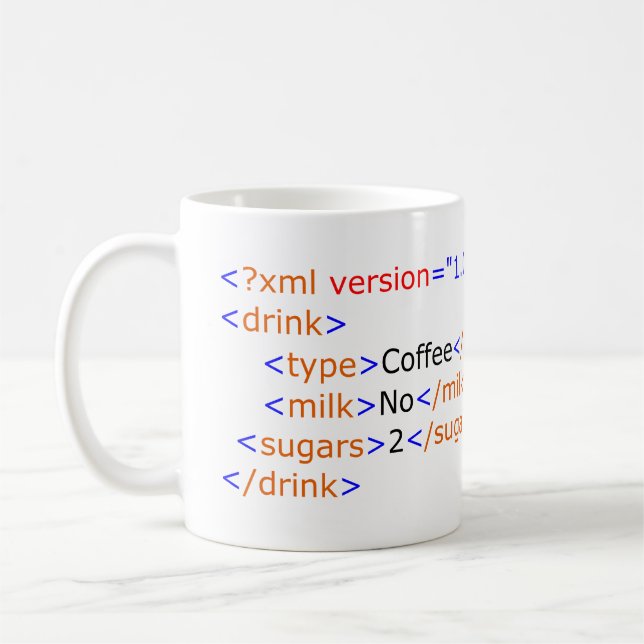 XML-Programmier-Kaffee-Tasse Kaffeetasse (Links)