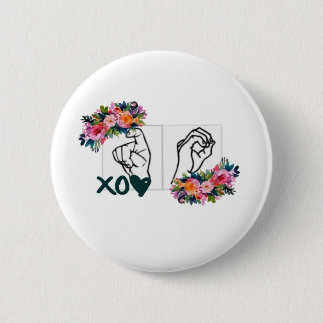 XO (ASL umarmt u. küsst Hand) Button (Vorderseite)