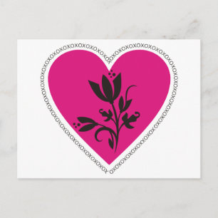 XO Fuchsia Herz und Tulip Postkarte