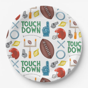 XO Fußballsaison Touchdown First Down Tailgate Pappteller