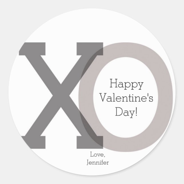XO Graue Valentine's Custom Stickers (Vorderseite)