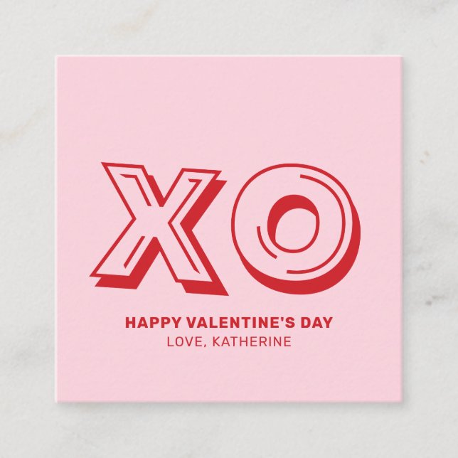XO Happy valentine's Day rosa modernen Brauch Begleitkarte (Vorderseite)