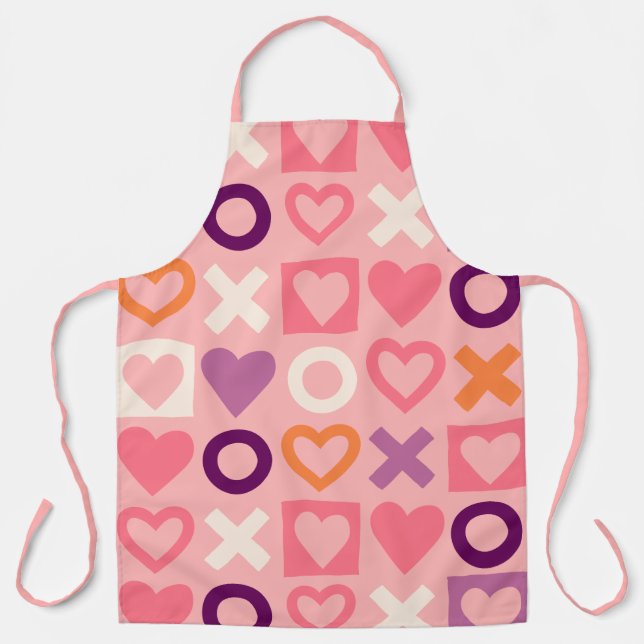XO Hearts Love Pattern Küchenschürze Schürze (Vorderseite)