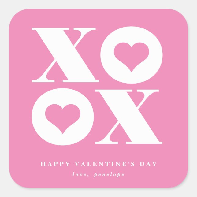 Xo-Herzvalentinstag Quadratischer Aufkleber (Vorderseite)