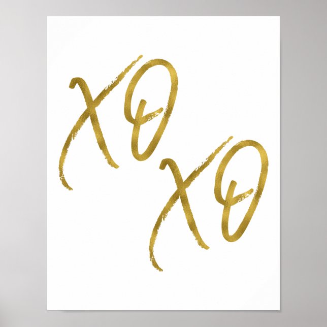 XO Hugs und Kisses Liebe Imitate Gold Foil Poster (Vorne)
